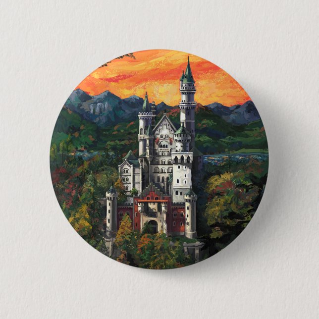 Bóton Redondo 5.08cm Castelo Schloss Neuschwanstein (Frente)