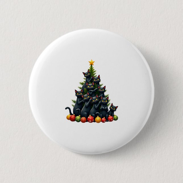 Bóton Redondo 5.08cm Cat Alojou Férias Gratas e Engraçadas Árvore Natal (Frente)