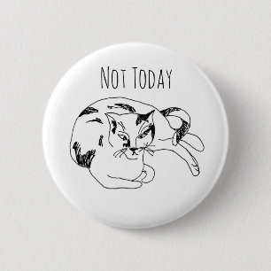 Bóton Redondo 5.08cm Cat Pin – Não Hoje. Arte Minimalista de Linha Dive