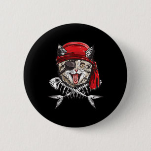 Bóton Redondo 5.08cm Cat Pirate Boys Men Jolly Roger Flag Skull E Cro