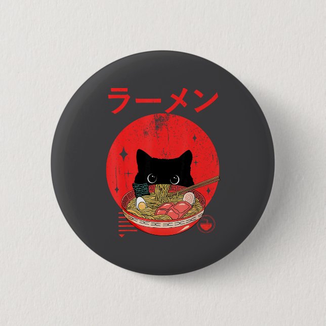 Bóton Redondo 5.08cm Cat Ramen Japanese Funny Graphic Tees Kawaii Cat A (Frente)