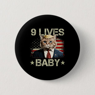 Bóton Redondo 5.08cm Cat Trump 9 Lives Ba
