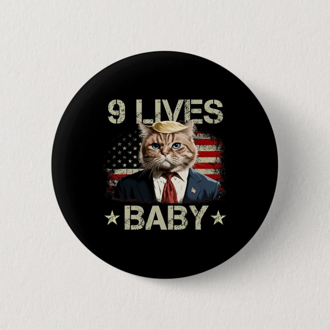 Bóton Redondo 5.08cm Cat Trump 9 Lives Ba (Frente)