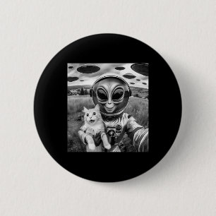 Bóton Redondo 5.08cm Cat Ufo Selfie Cat Abdução De Alienígenas Engraçad