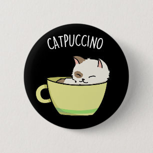 Bóton Redondo 5.08cm Catpuccino Gato De Gatinho Engraçado Na Taça