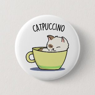 Bóton Redondo 5.08cm Catpuccino Gato De Gatinho Engraçado Na Taça
