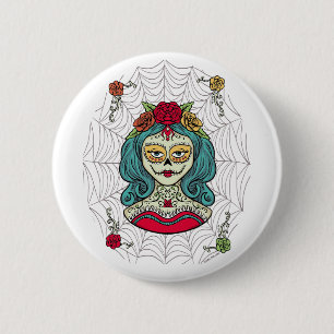 Bóton Redondo 5.08cm Catrina Día de Muertos Web