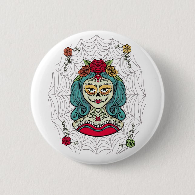Bóton Redondo 5.08cm Catrina Día de Muertos Web (Frente)