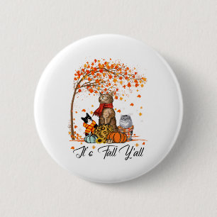 Bóton Redondo 5.08cm Cat's Fall Y'all Pumpkins Autumn Halloween Cat