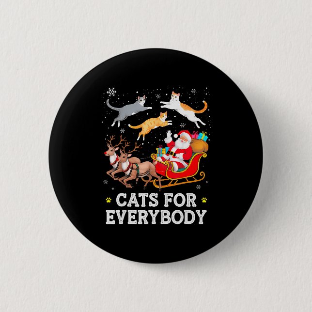 Bóton Redondo 5.08cm Cats For Everybody Christmas Cat Funny Xmas Women  (Frente)