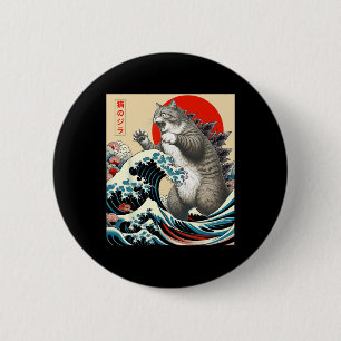 Bóton Redondo 5.08cm Catzilla Cat Arte Japonesa Bonita presentes Para H