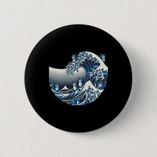 Bóton Redondo 5.08cm Catzilla Gato Arte Japonês Presentes Engraçados de