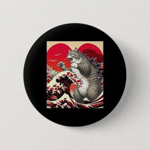 Bóton Redondo 5.08cm Catzilla Gato Valentine Arte Japonês Presente Dive