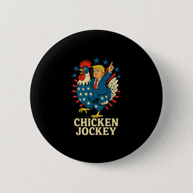 Bóton Redondo 5.08cm Cavaleiro de Frango Trump Meme Engraçado (Frente)