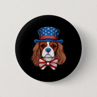 Bóton Redondo 5.08cm Cavalier King Charles Spaniel Com a Bandeira dos E