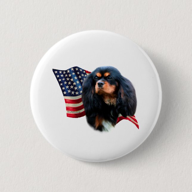 Bóton Redondo 5.08cm Cavalier King Charles Spaniel Flag (Frente)