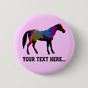 Bóton Redondo 5.08cm Cavalo de raça personalizado