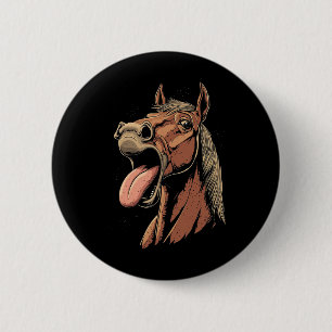 Bóton Redondo 5.08cm Cavalo legal Mostrando Cavalos De Língua Que Andam
