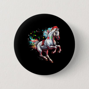 Bóton Redondo 5.08cm Cavalo Papai Noel Natal Arte Cavalgando Vestido