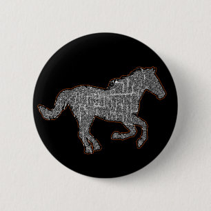 Bóton Redondo 5.08cm cavalo preto