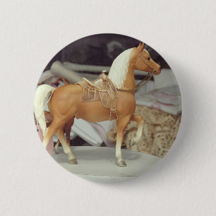 Bóton Redondo 5.08cm Cavalo Vintage, Palomino em plástico