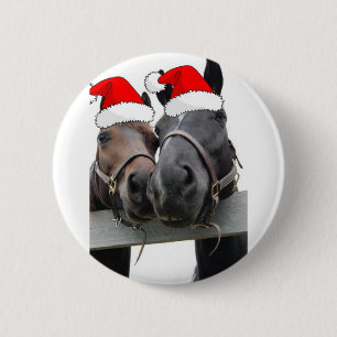 Bóton Redondo 5.08cm Cavalos de Natal