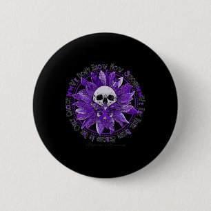 Bóton Redondo 5.08cm Caveira Girassol Guerreiro Roxo Fita Heimerheimer
