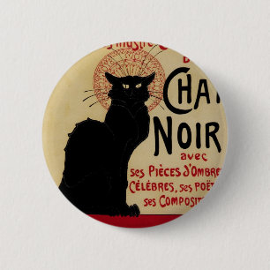 Bóton Redondo 5.08cm Ce Soir Chat Noir Black Cat, Vintage Art Nouveau