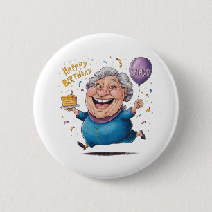 Bóton Redondo 5.08cm Celebração de Aniversário da Vovó