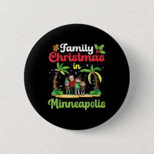 Bóton Redondo 5.08cm Celebração de Natal em Família em Minneapolis Trop