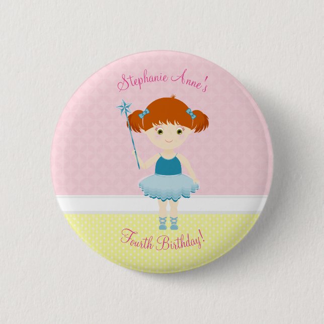 Bóton Redondo 5.08cm Celebração do Cupcake Ballerina (Frente)