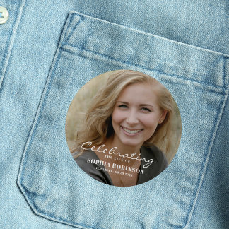 Bóton Redondo 5.08cm Celebração do Memorial da Foto da Vida