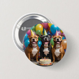 Bóton Redondo 5.08cm Celebração Staffy: Uma Festa de aniversário com Bo