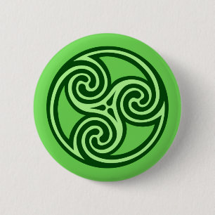 Bóton Redondo 5.08cm Celtic Triskele Ornament, Lime and Dark Green