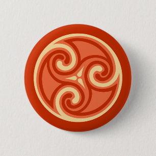 Bóton Redondo 5.08cm Celtic Triskele Ornament, Mandarin Orange