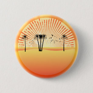 Bóton Redondo 5.08cm Cena de Verão de Praia:Desenho de vetor