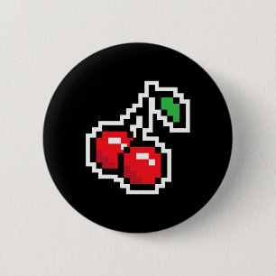 Bóton Redondo 5.08cm Cerejas Pixel Fantasia de Halloween de Video Game 