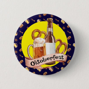 Bóton Redondo 5.08cm Cerveja e Pretzels do Oktoberfest 