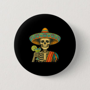 Bóton Redondo 5.08cm Cerveja Skeleton cinco de mayo festa