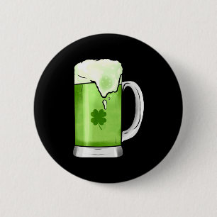 Bóton Redondo 5.08cm Cerveja Verde com Shamrock no dia de Patrick da Ru