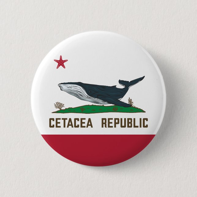 Bóton Redondo 5.08cm Cetacea República Baleia Bandeira Rorqual (Frente)