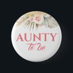 Bóton Redondo 5.08cm Chá de fraldas de Grama e Flores Rosa-Pampas<br><div class="desc">Tia para ter botões de chá de fraldas cor-de-rosa</div>