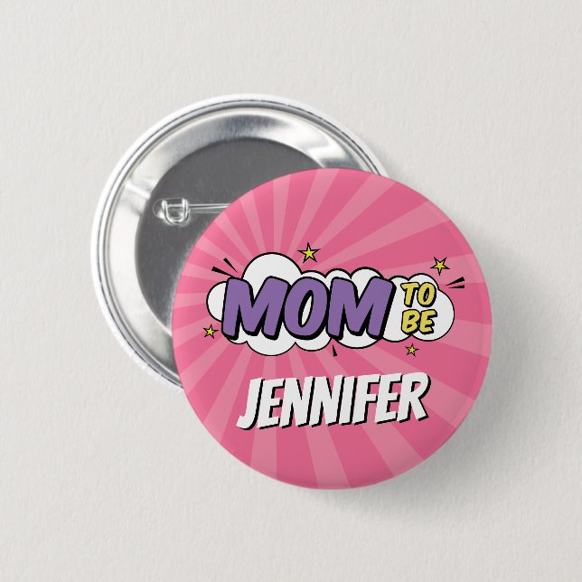 Bóton Redondo 5.08cm Chá de fraldas de Super Herói do Livro de Meninas  (Frente & Verso)