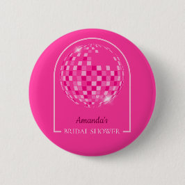 Bóton Redondo 5.08cm Chá de Noiva Boogie Disco Rosa Choque