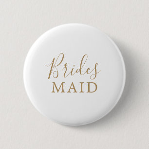 Bóton Redondo 5.08cm Chá de panela Dourado de Bridesmaid minimalista
