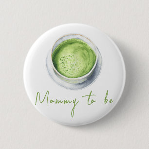 Bóton Redondo 5.08cm Chá Revelação de Bebê Watercolor Matcha Latte - Ma