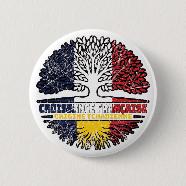 Bóton Redondo 5.08cm Chade Chade French France Tree Roots Flag (Frente)