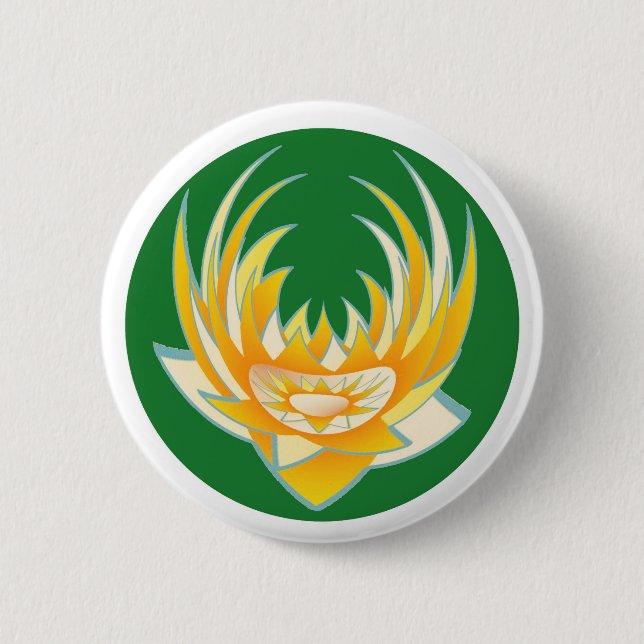 Bóton Redondo 5.08cm Chama de LOTUS na base verde (Frente)