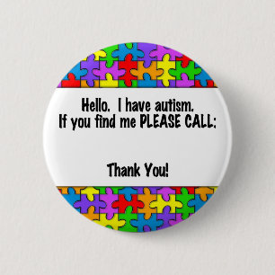 Bóton Redondo 5.08cm Chame por favor o Tag da identificação do autism