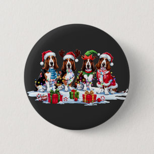 Bóton Redondo 5.08cm Chapéu de Basset Santa que chifre a luz de Natal